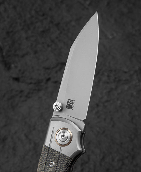 BESTECH TONIC BT2204A Titanium+Black canvas micarta inlays Handle: 2.89" M390 Blade