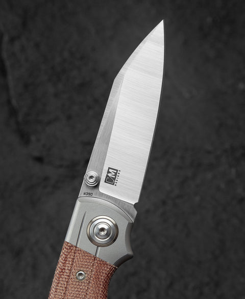 BESTECH TONIC BT2204B Titanium+Natural Canvas Micarta Inlays Handle: 2.89" M390 Blade