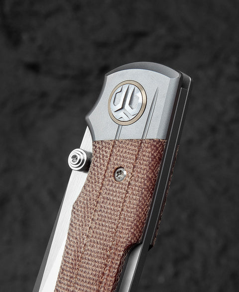 BESTECH TONIC BT2204B Titanium+Natural Canvas Micarta Inlays Handle: 2.89" M390 Blade