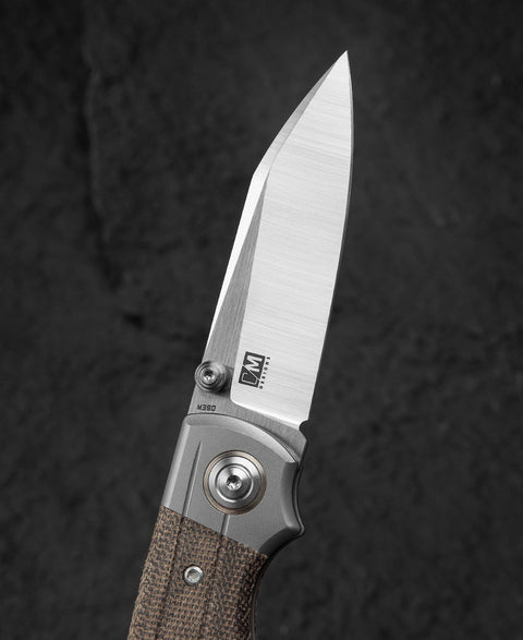 BESTECH TONIC BT2204C Titanium+Green Canvas Micarta Inlays Handle: 2.89" M390 Blade
