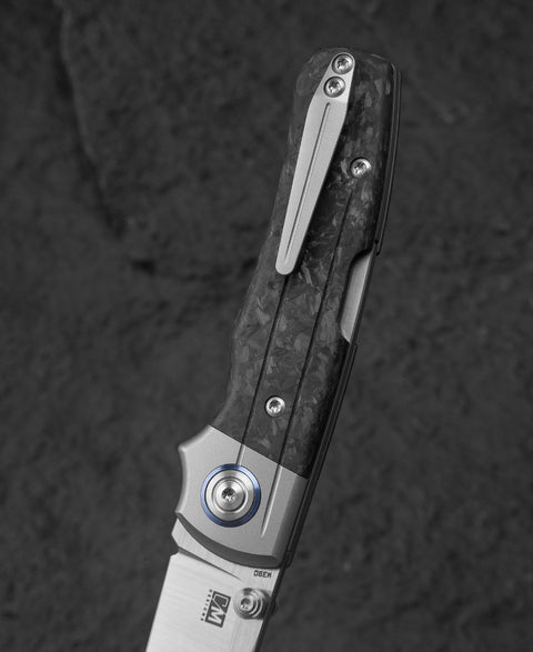 BESTECH TONIC BT2204D Titanium+Marble Carbon Fiber Inlay Handle: 2.89" M390 Blade