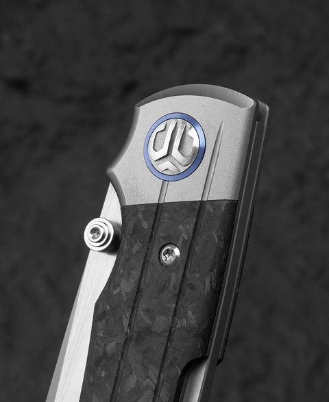 BESTECH TONIC BT2204D Titanium+Marble Carbon Fiber Inlay Handle: 2.89" M390 Blade