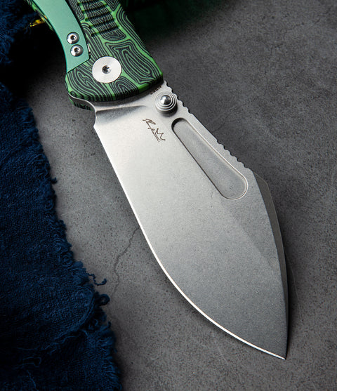 BESTECH LOCKNESS BT2205A Black Green G10+Titanium Handle: 3.91" M390 Blade