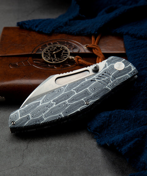 BESTECH LOCKNESS BT2205B Black White G10+Titanium Handle: 3.91" M390 Blade