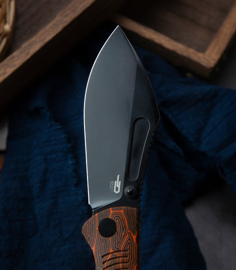 BESTECH LOCKNESS BT2205C Black Orange G10+Titanium Handle: 3.91" M390 Blade