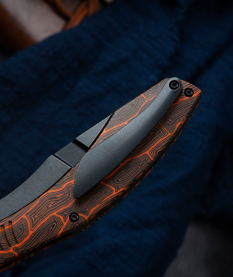 BESTECH LOCKNESS BT2205C Black Orange G10+Titanium Handle: 3.91" M390 Blade
