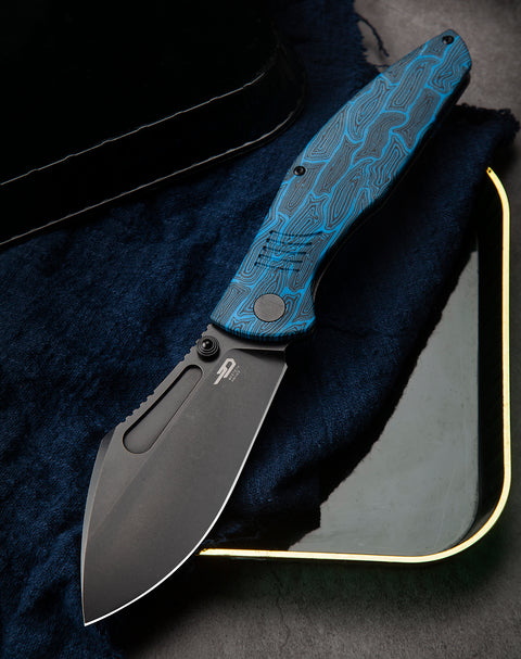 BESTECH LOCKNESS BT2205D Black Blue G10+Titanium Handle: 3.91" M390 Blade