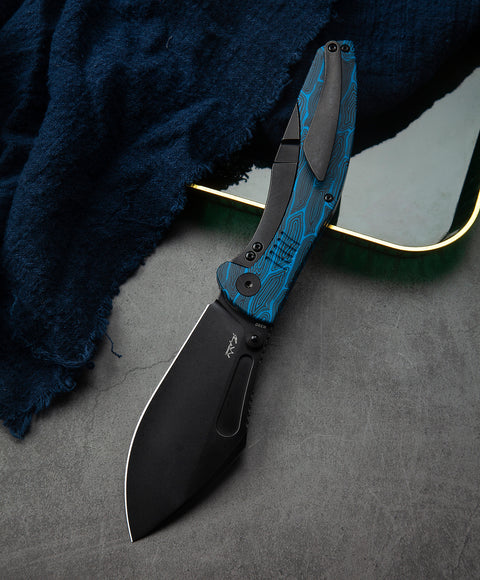BESTECH LOCKNESS BT2205D Black Blue G10+Titanium Handle: 3.91" M390 Blade