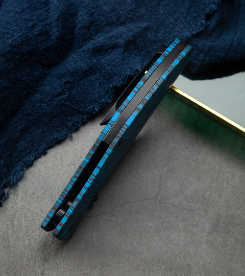 BESTECH LOCKNESS BT2205D Black Blue G10+Titanium Handle: 3.91" M390 Blade