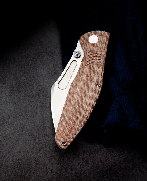 BESTECH LOCKNESS BT2205E Canvas Micarta+Titanium Handle: 3.91" M390 Blade