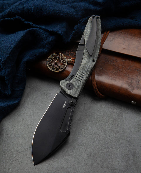 BESTECH LOCKNESS BT2205F Canvas Micarta+Titanium Handle: 3.91" M390 Blade