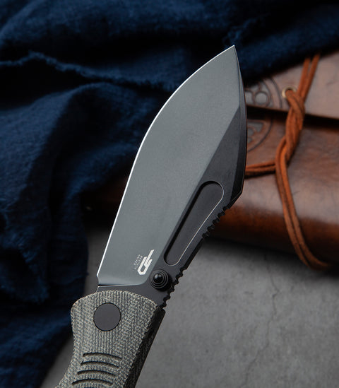 BESTECH LOCKNESS BT2205F Canvas Micarta+Titanium Handle: 3.91" M390 Blade