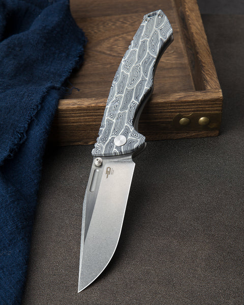 BESTECH KEEN II BT2301C Black white G10+Titanium Handle: 4.19" S35VN Blade