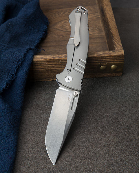 BESTECH KEEN II BT2301C Black white G10+Titanium Handle: 4.19" S35VN Blade