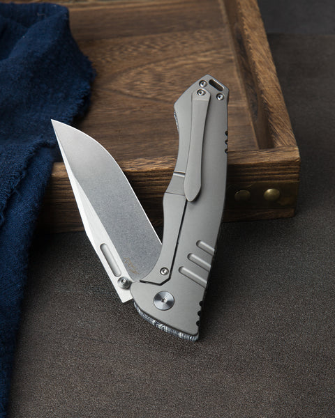 BESTECH KEEN II BT2301C Black white G10+Titanium Handle: 4.19" S35VN Blade