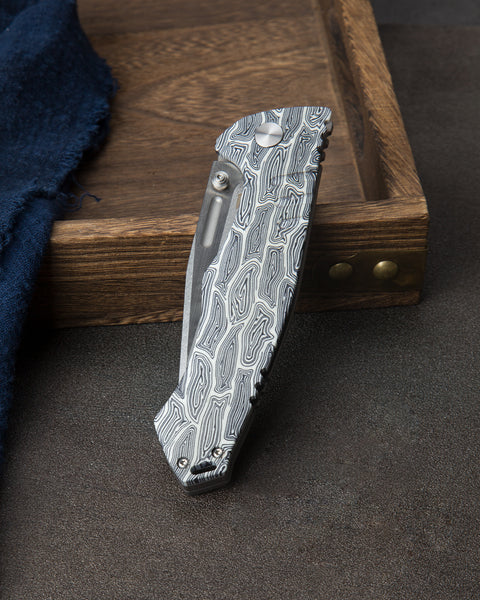 BESTECH KEEN II BT2301C Black white G10+Titanium Handle: 4.19" S35VN Blade