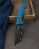 BESTECH KEEN II BT2301D Black blue G10+Titanium Handle: 4.19