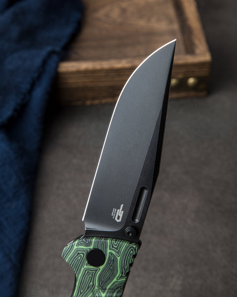 BESTECH KEEN II BT2301E Black green G10+Titanium Handle: 4.19" S35VN Blade