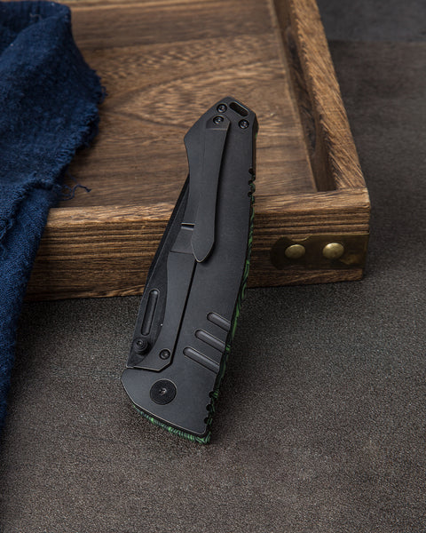 BESTECH KEEN II BT2301E Black green G10+Titanium Handle: 4.19" S35VN Blade
