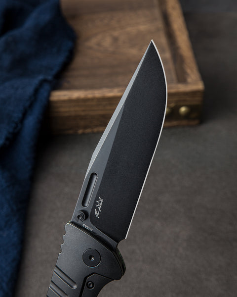BESTECH KEEN II BT2301E Black green G10+Titanium Handle: 4.19" S35VN Blade