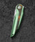 BESTECH BLIND FURY GREEN Titanium Orange Carbon Fiber Inlay Handle: 3.62" Stonewash+Satin M390 Blade BT2303C