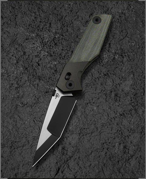 BESTECH CETUS BT2304A Black Bronze Titanium Black Canvas Micarta Inlay: 3.94" Black PVD Horizontal Satin M390 Blade