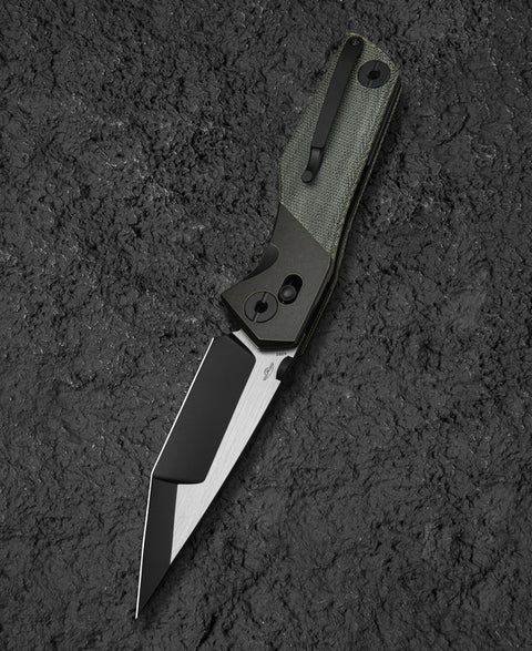 BESTECH CETUS BT2304A Black Bronze Titanium Black Canvas Micarta Inlay: 3.94" Black PVD Horizontal Satin M390 Blade