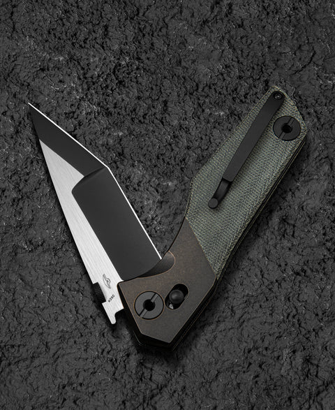 BESTECH CETUS BT2304A Black Bronze Titanium Black Canvas Micarta Inlay: 3.94" Black PVD Horizontal Satin M390 Blade