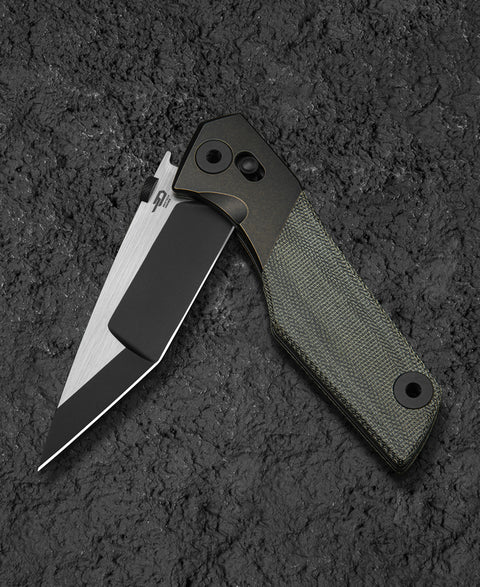 BESTECH CETUS BT2304A Black Bronze Titanium Black Canvas Micarta Inlay: 3.94" Black PVD Horizontal Satin M390 Blade