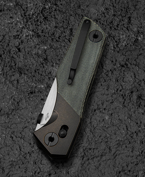 BESTECH CETUS BT2304A Black Bronze Titanium Black Canvas Micarta Inlay: 3.94" Black PVD Horizontal Satin M390 Blade