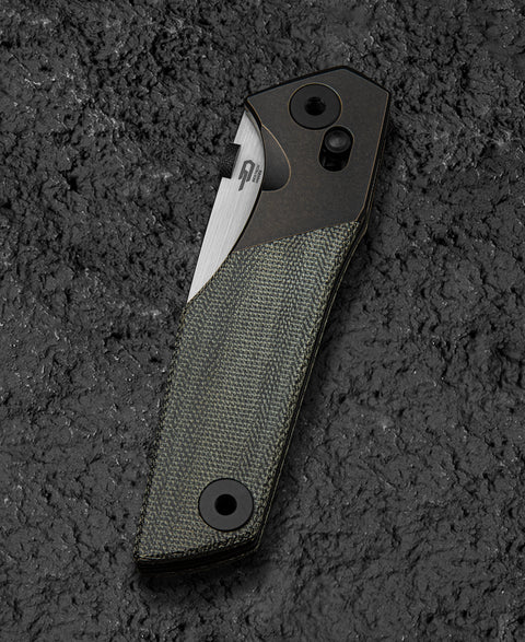 BESTECH CETUS BT2304A Black Bronze Titanium Black Canvas Micarta Inlay: 3.94" Black PVD Horizontal Satin M390 Blade