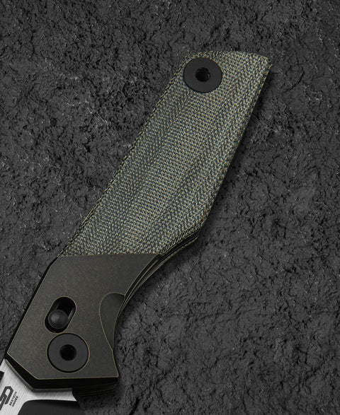 BESTECH CETUS BT2304A Black Bronze Titanium Black Canvas Micarta Inlay: 3.94" Black PVD Horizontal Satin M390 Blade