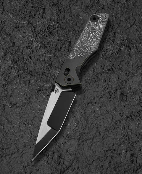 BESTECH CETUS BT2304C Black Bronze Titanium Carbon Fiber Inlay Handle: 3.94" Black PVD Horizontal Satin M390 Blade