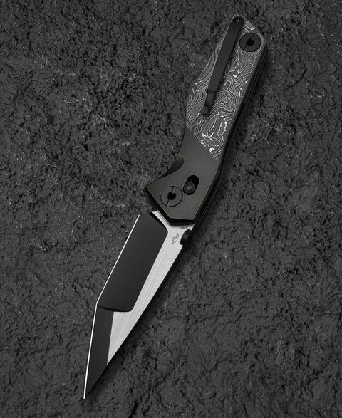 BESTECH CETUS BT2304C Black Bronze Titanium Carbon Fiber Inlay Handle: 3.94" Black PVD Horizontal Satin M390 Blade