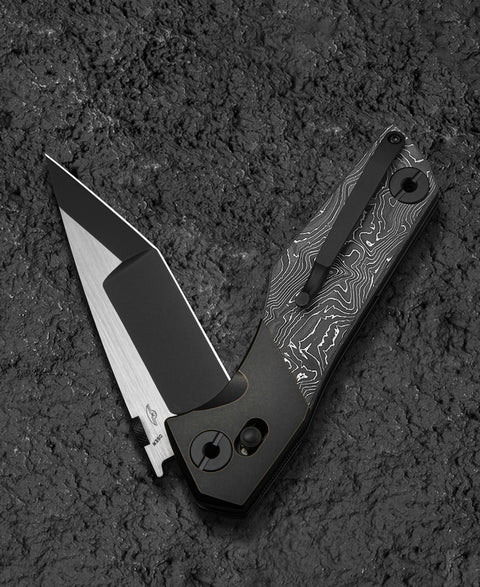BESTECH CETUS BT2304C Black Bronze Titanium Carbon Fiber Inlay Handle: 3.94" Black PVD Horizontal Satin M390 Blade