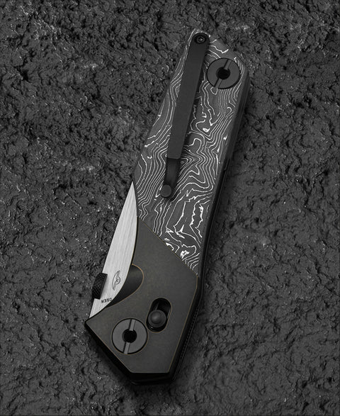 BESTECH CETUS BT2304C Black Bronze Titanium Carbon Fiber Inlay Handle: 3.94" Black PVD Horizontal Satin M390 Blade