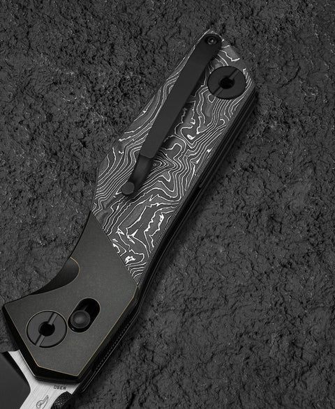 BESTECH CETUS BT2304C Black Bronze Titanium Carbon Fiber Inlay Handle: 3.94" Black PVD Horizontal Satin M390 Blade
