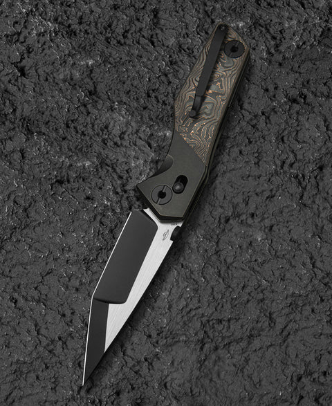 BESTECH CETUS BT2304D Black Bronze Titanium Carbon Fiber Inlay Handle: 3.94" Black PVD Horizontal Satin M390 Blade