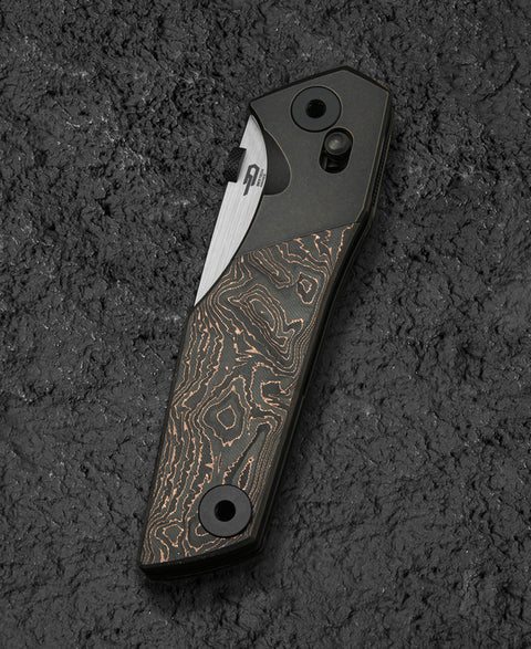 BESTECH CETUS BT2304D Black Bronze Titanium Carbon Fiber Inlay Handle: 3.94" Black PVD Horizontal Satin M390 Blade