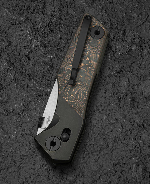 BESTECH CETUS BT2304D Black Bronze Titanium Carbon Fiber Inlay Handle: 3.94" Black PVD Horizontal Satin M390 Blade