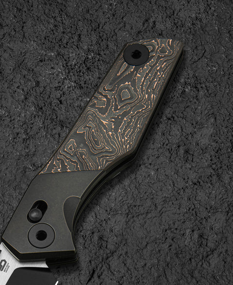 BESTECH CETUS BT2304D Black Bronze Titanium Carbon Fiber Inlay Handle: 3.94" Black PVD Horizontal Satin M390 Blade