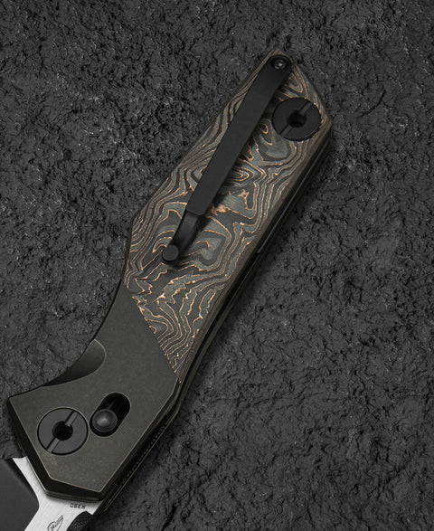 BESTECH CETUS BT2304D Black Bronze Titanium Carbon Fiber Inlay Handle: 3.94" Black PVD Horizontal Satin M390 Blade