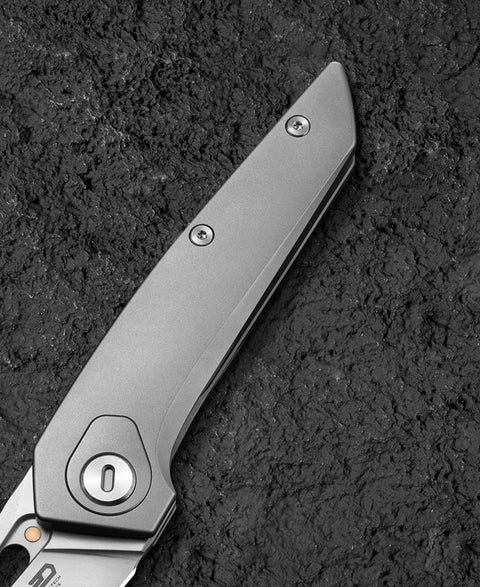 BESTECH VK-VOID BT2305A White Bead Blast+Stonewash Titanium Handle: 2.85" Satin Elmax Blade