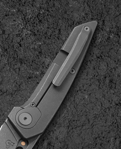 BESTECH VK-VOID BT2305C Black Bead Blast+Stonewash Titanium Handle: 2.85" Black Bead Blast+ Stonewash Elmax Blade