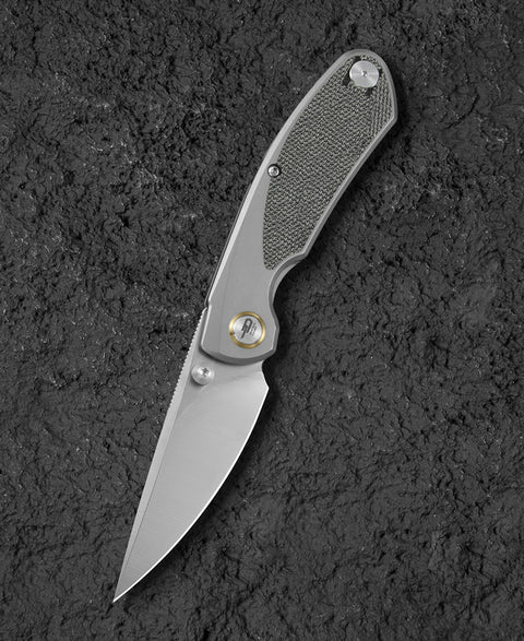 BESTECH LITO BT2307A Titanium+Black Canvas Micarta Inlay Handle: 2.7" M390 Blade