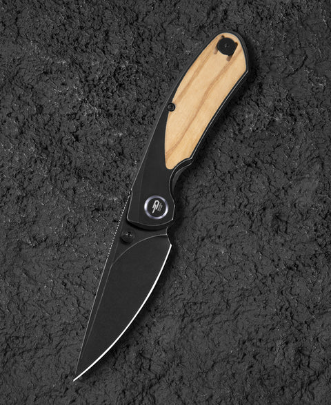 BESTECH LITO BT2307C Titanium+Olive Wood Inlay Handle: 2.7" M390 Blade