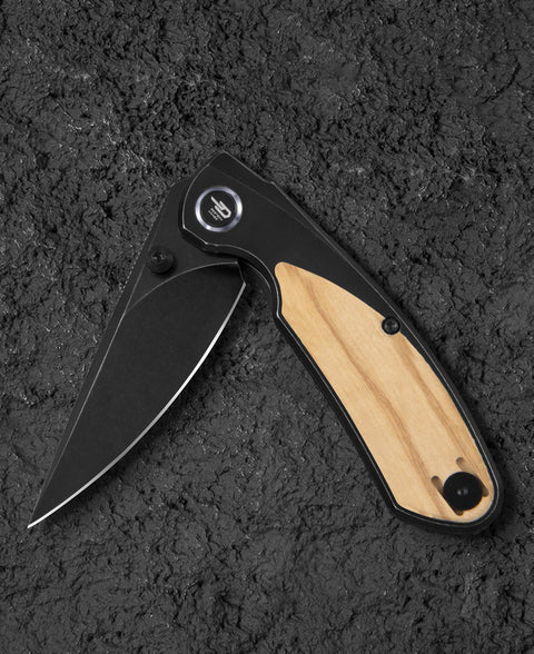 BESTECH LITO BT2307C Titanium+Olive Wood Inlay Handle: 2.7" M390 Blade