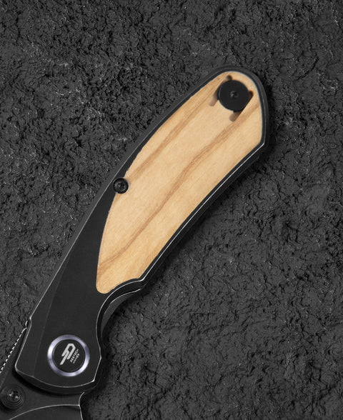 BESTECH LITO BT2307C Titanium+Olive Wood Inlay Handle: 2.7" M390 Blade