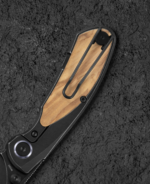 BESTECH LITO BT2307C Titanium+Olive Wood Inlay Handle: 2.7" M390 Blade