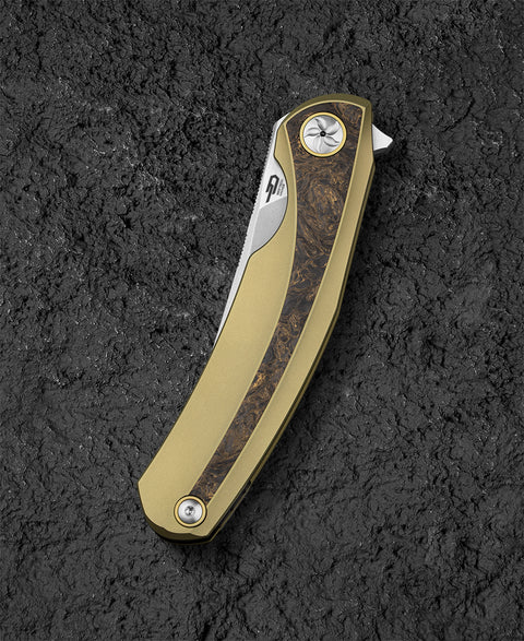 BESTECH SAMBAC BT2402A 3.62" M-cut Blade Titanium Fat Carbon Fiber Inlay Handle